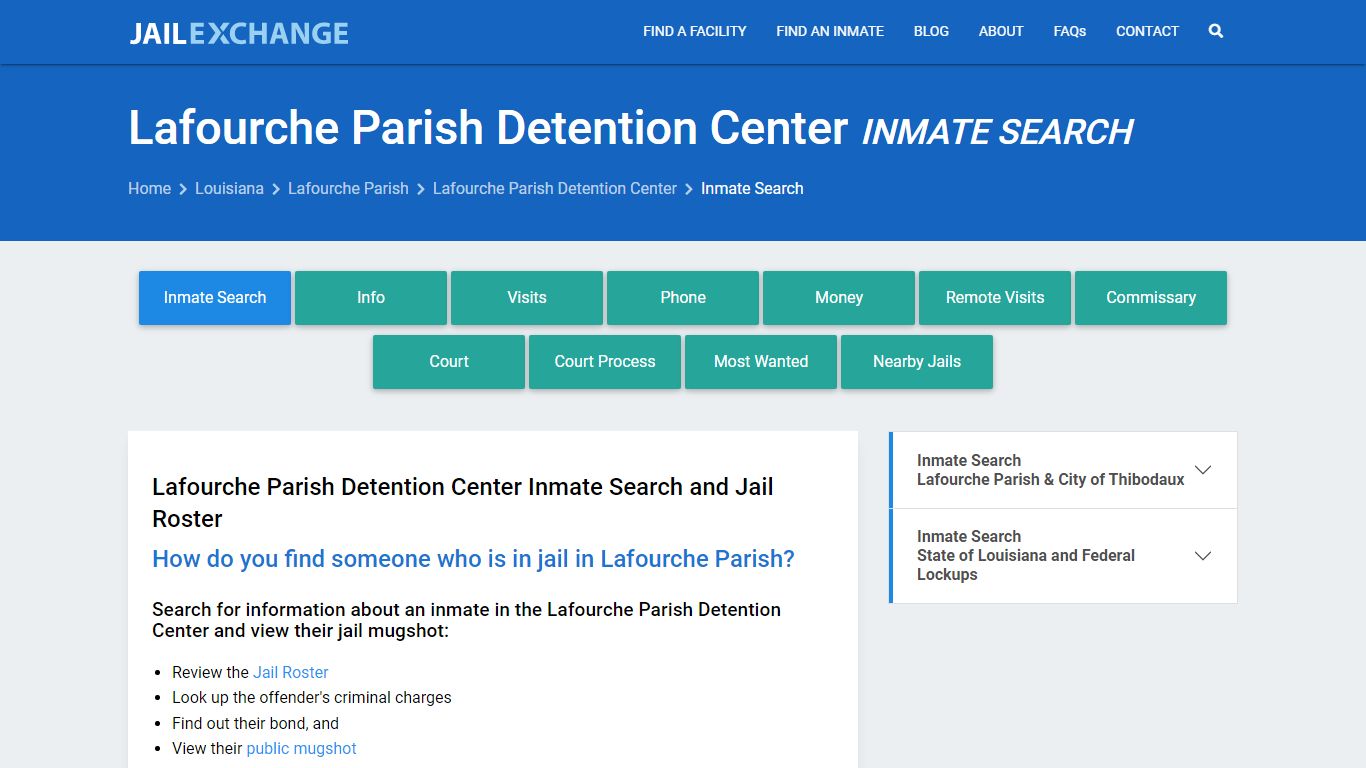 Lafourche Parish Detention Center Inmate Search - Jail Exchange